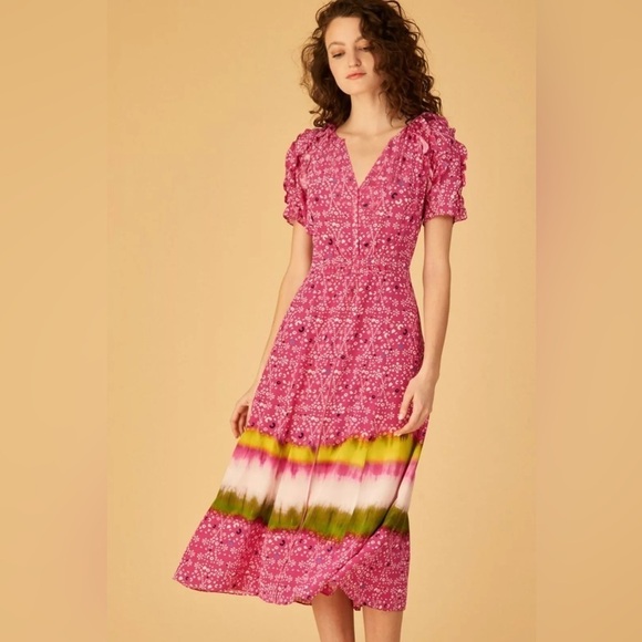 Tanya Taylor Luciana Silk MIDI Dress - Picture 9 of 10